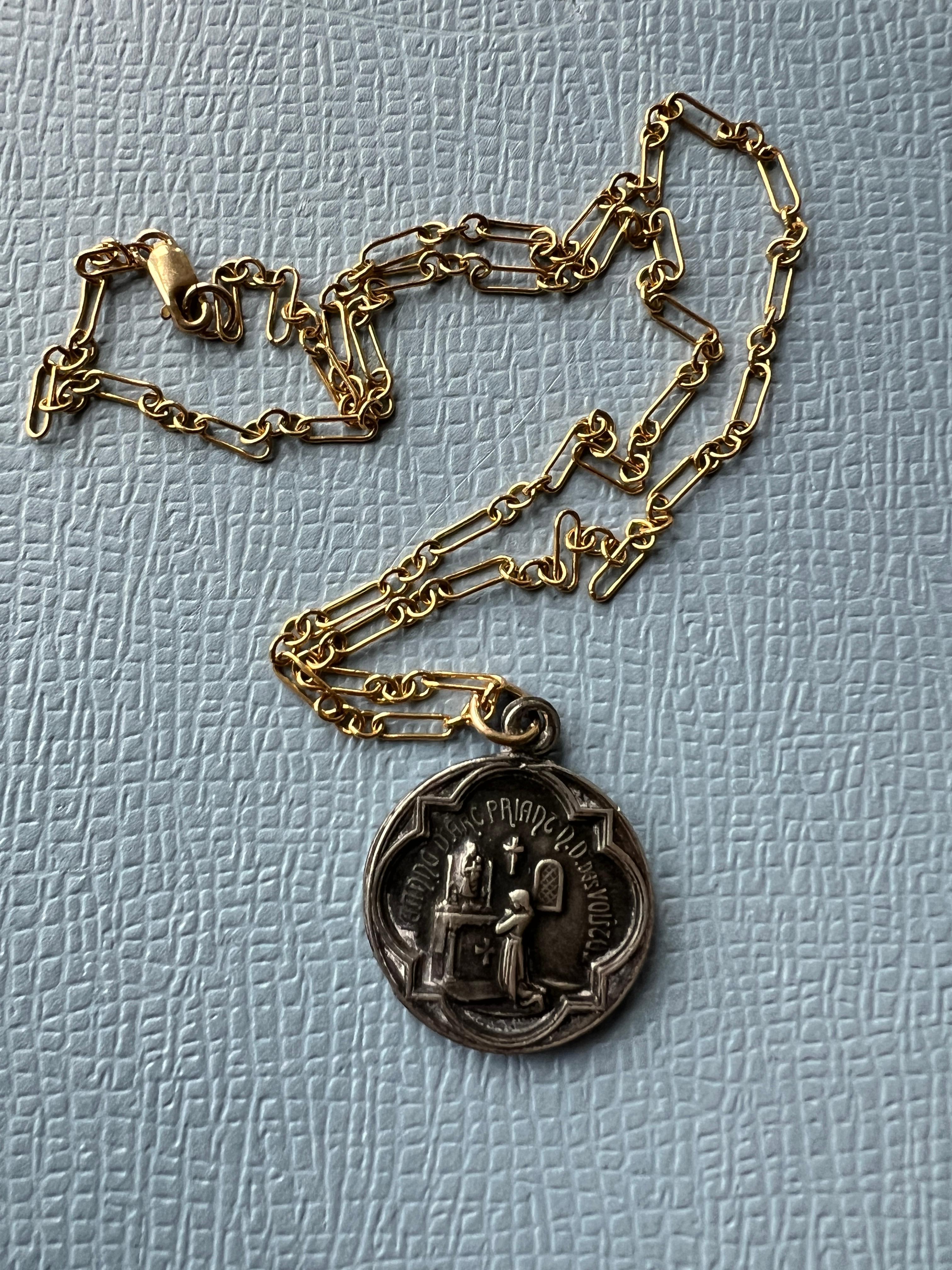 Women's or Men's French Antique Medal Chain Necklace J Dauphin