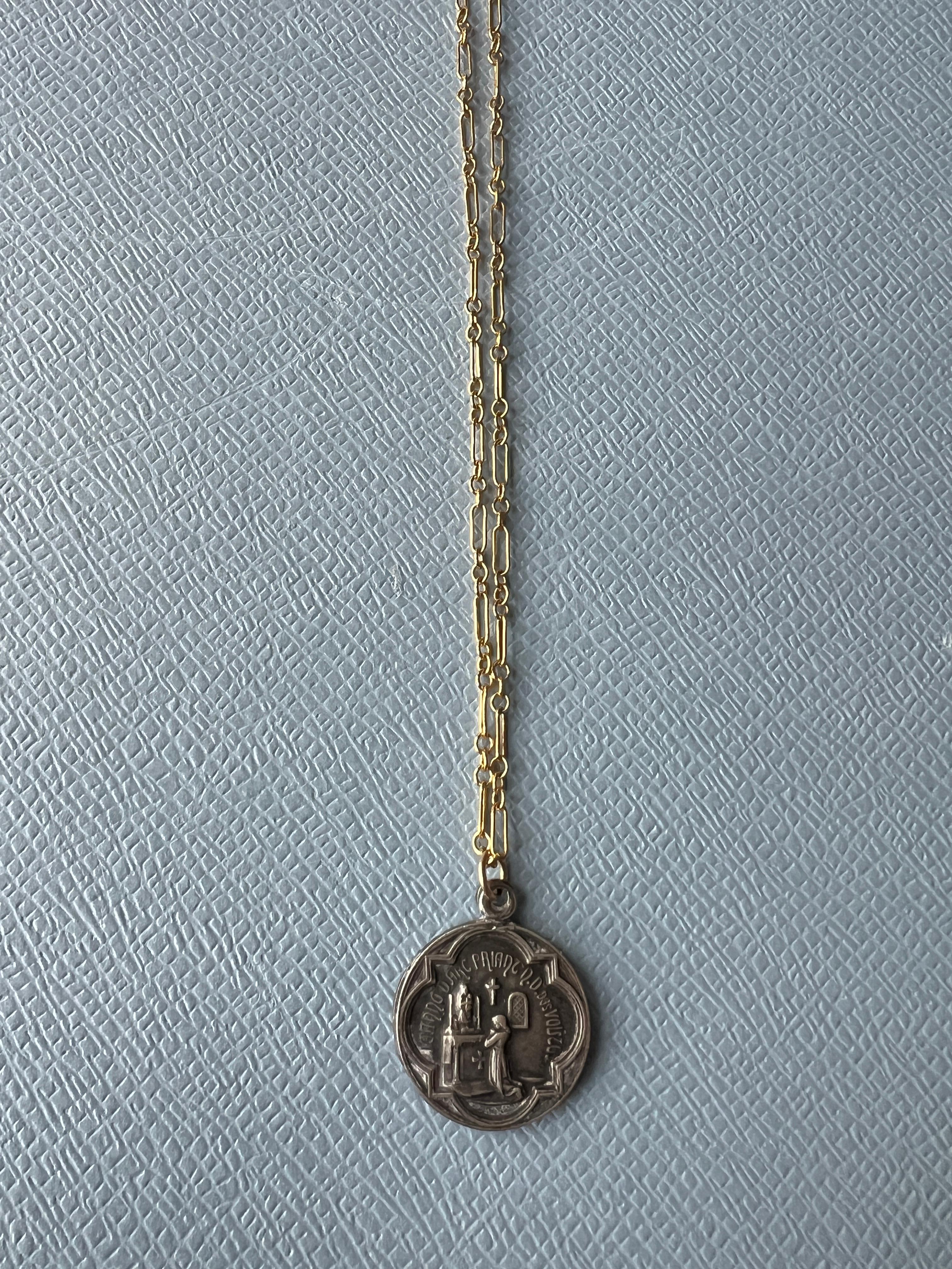 French Antique Medal Chain Necklace J Dauphin 1