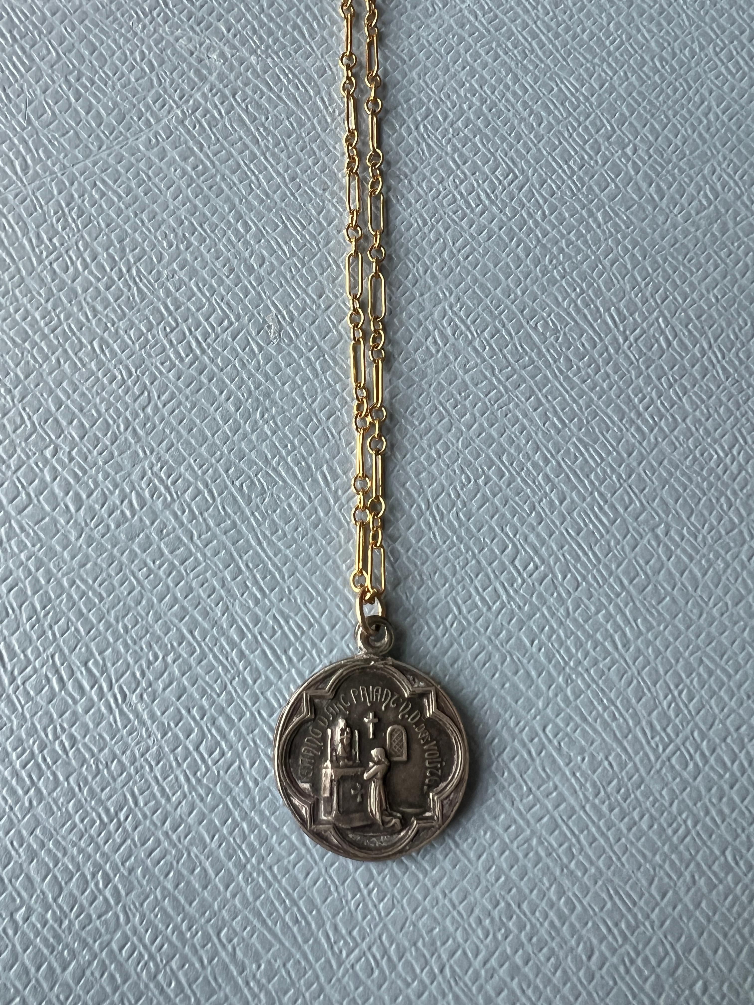 French Antique Medal Chain Necklace J Dauphin 3