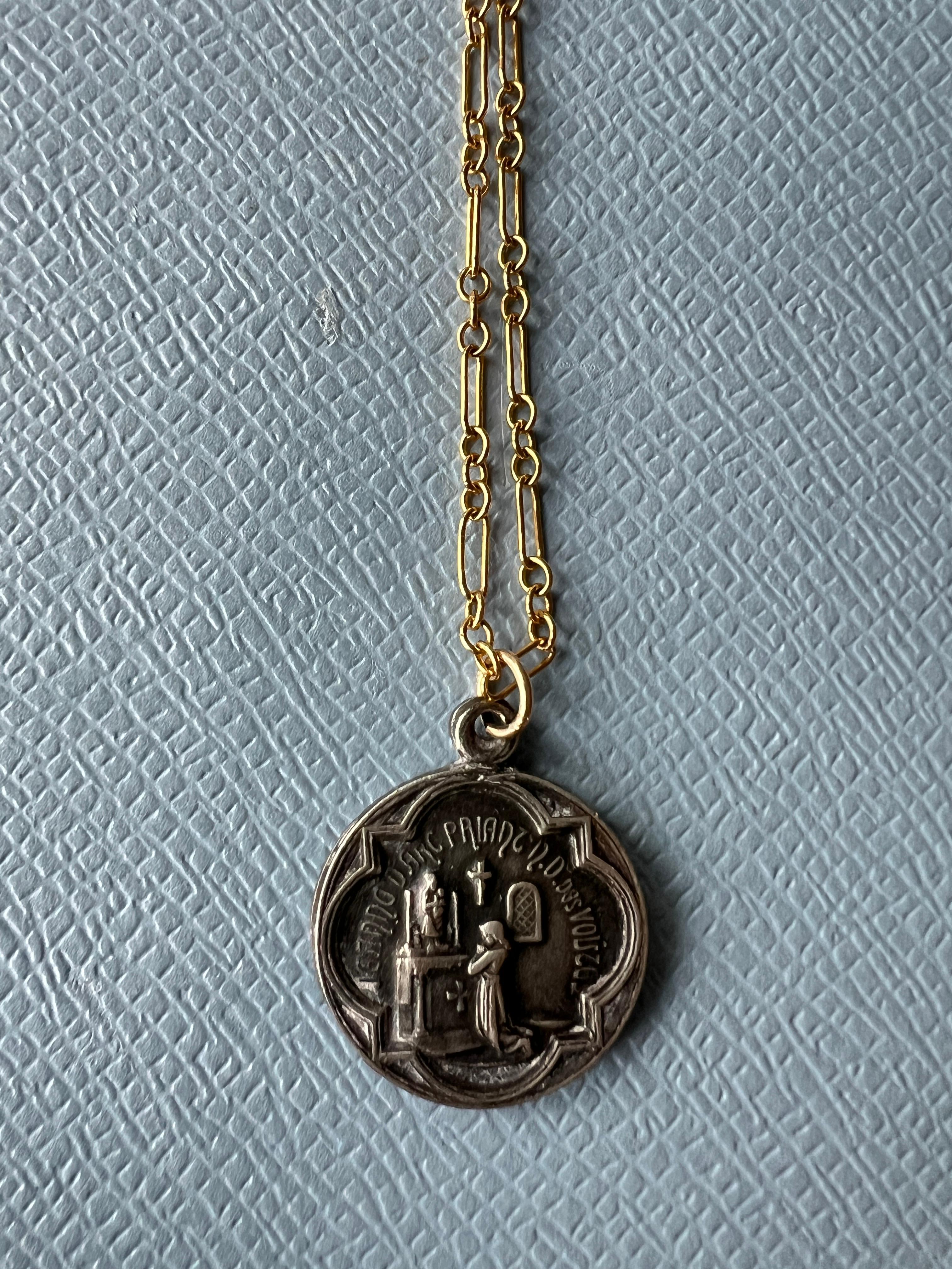 French Antique Medal Chain Necklace J Dauphin 4