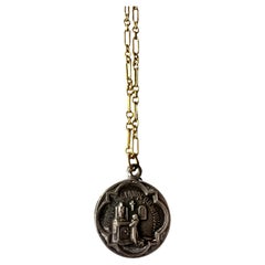 French Antique Medal Chain Necklace J Dauphin