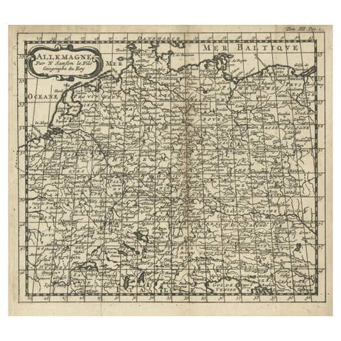 French Antique Miniature Map of Germany and Surrounding Countries, 1721