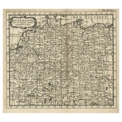 French Antique Miniature Map of Germany and Surrounding Countries, 1721