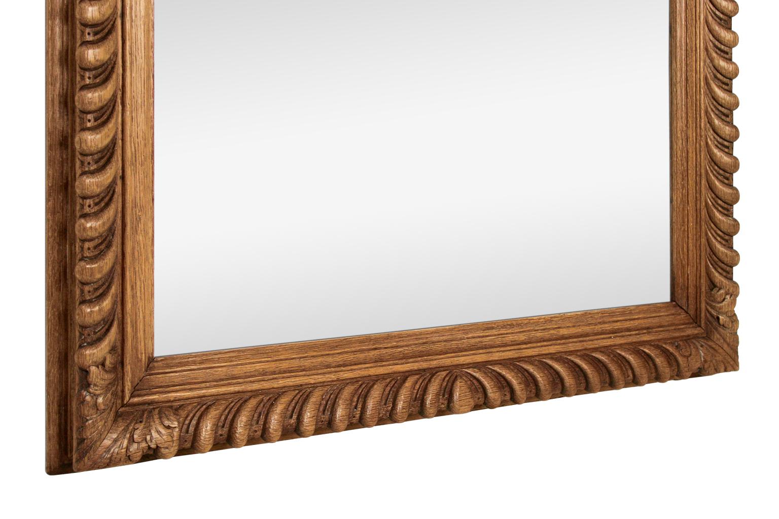 French Antique Mirror, Carved Oak Wood, 19th Century In Good Condition In Paris, FR
