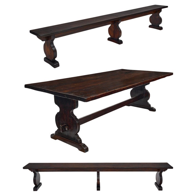 Monastery Table Dimensions French Antique Monastery Table with Benches For Sale at 1stDibs