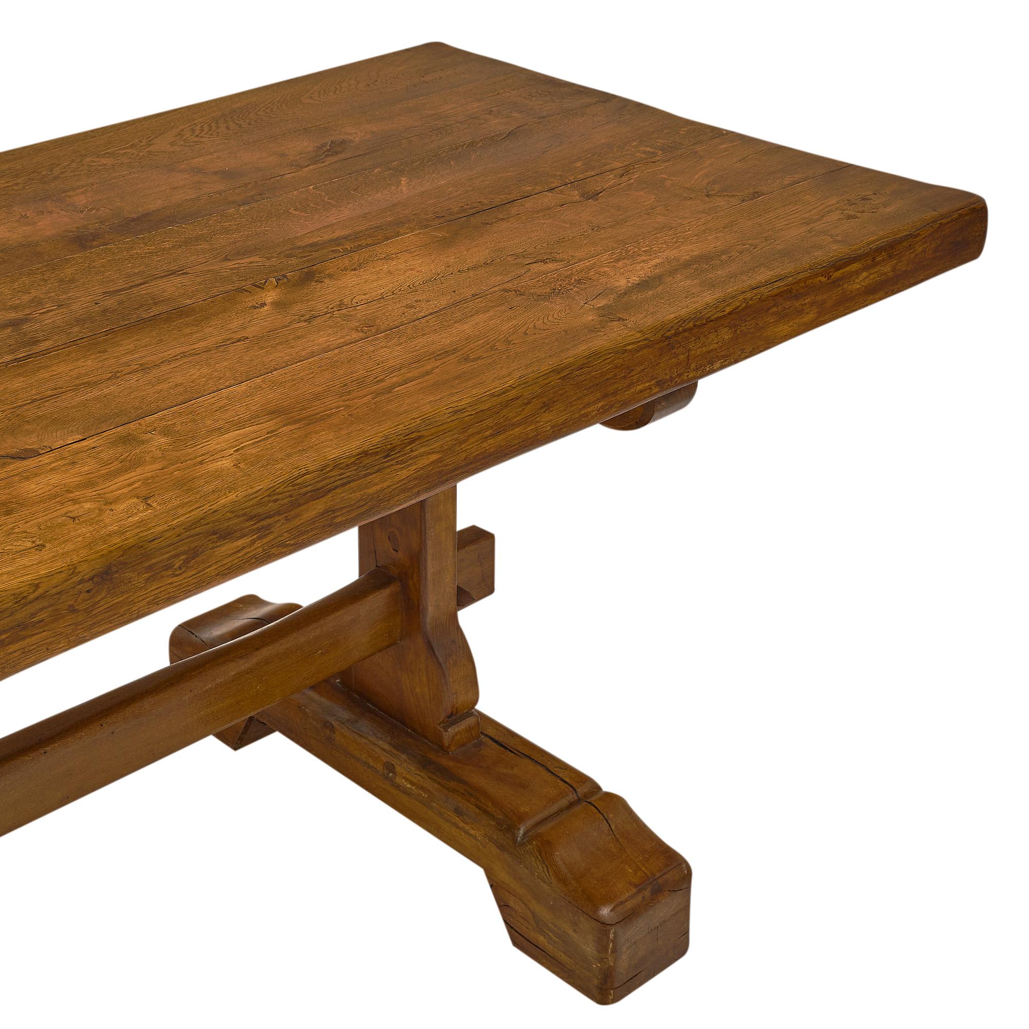 French Antique Monastery Trestle Table In Good Condition For Sale In Austin, TX