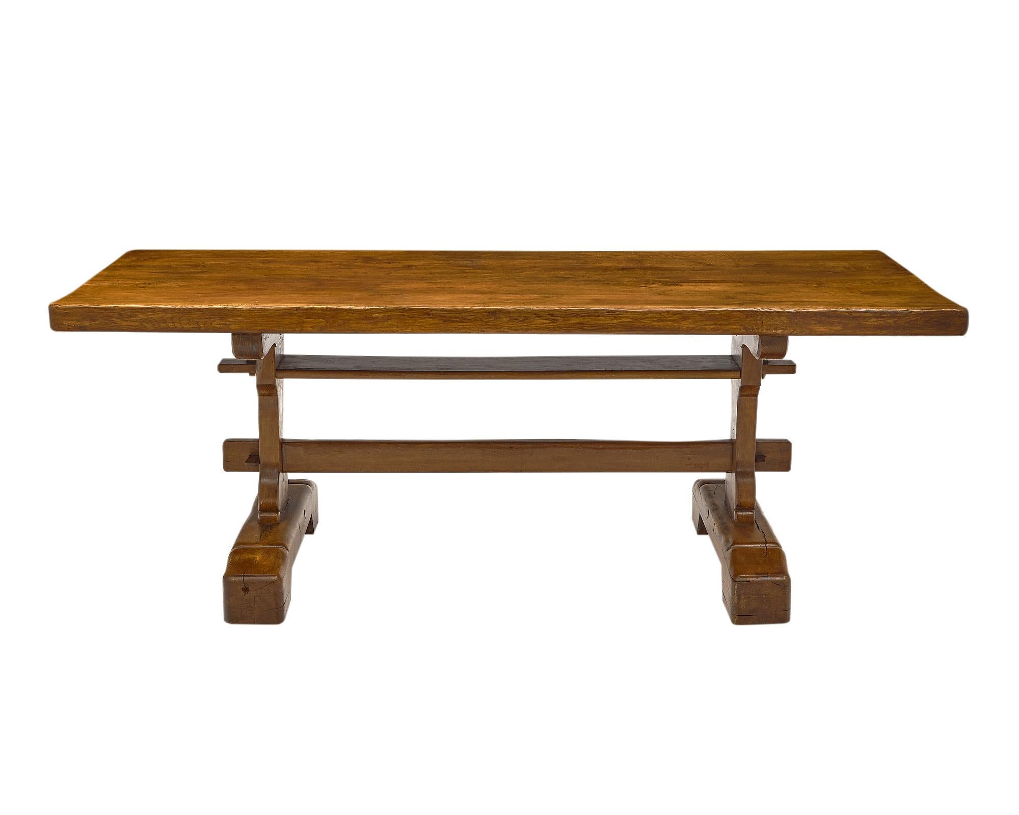 Oak French Antique Monastery Trestle Table For Sale