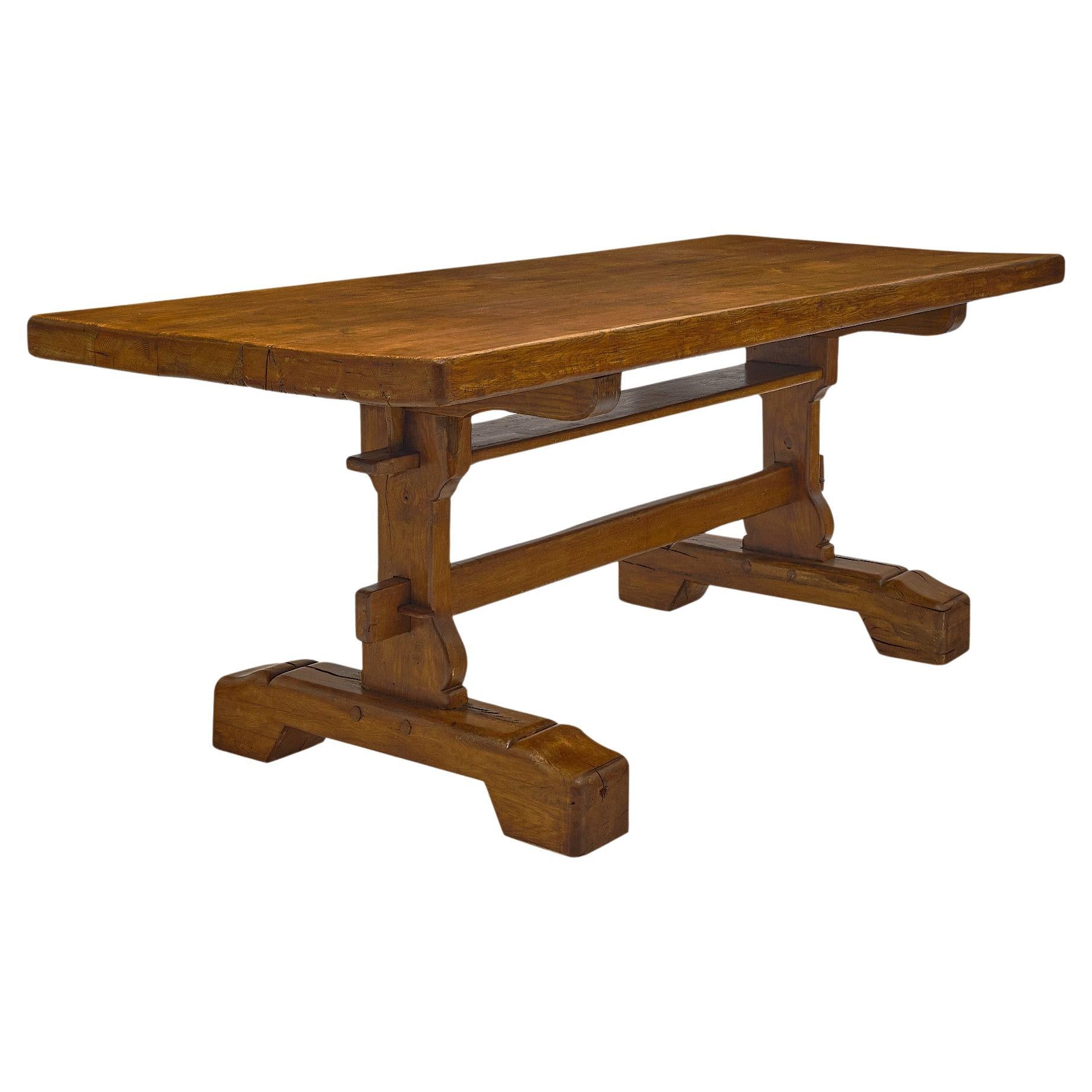 French Antique Monastery Trestle Table For Sale