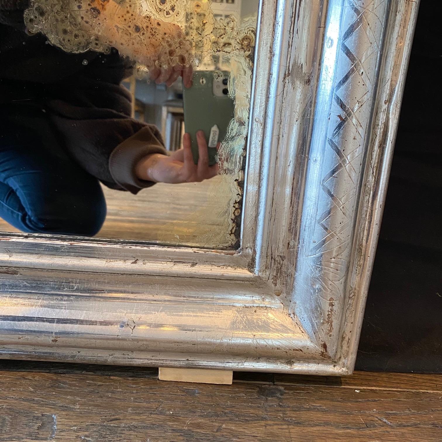 French Antique Monumental 19th Century Silver Gilt Louis Philippe Wall Mirror 1