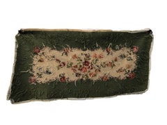 French Antique Needlepoint Bench Cover, Floral Motif in Silk and Wool, 1900s