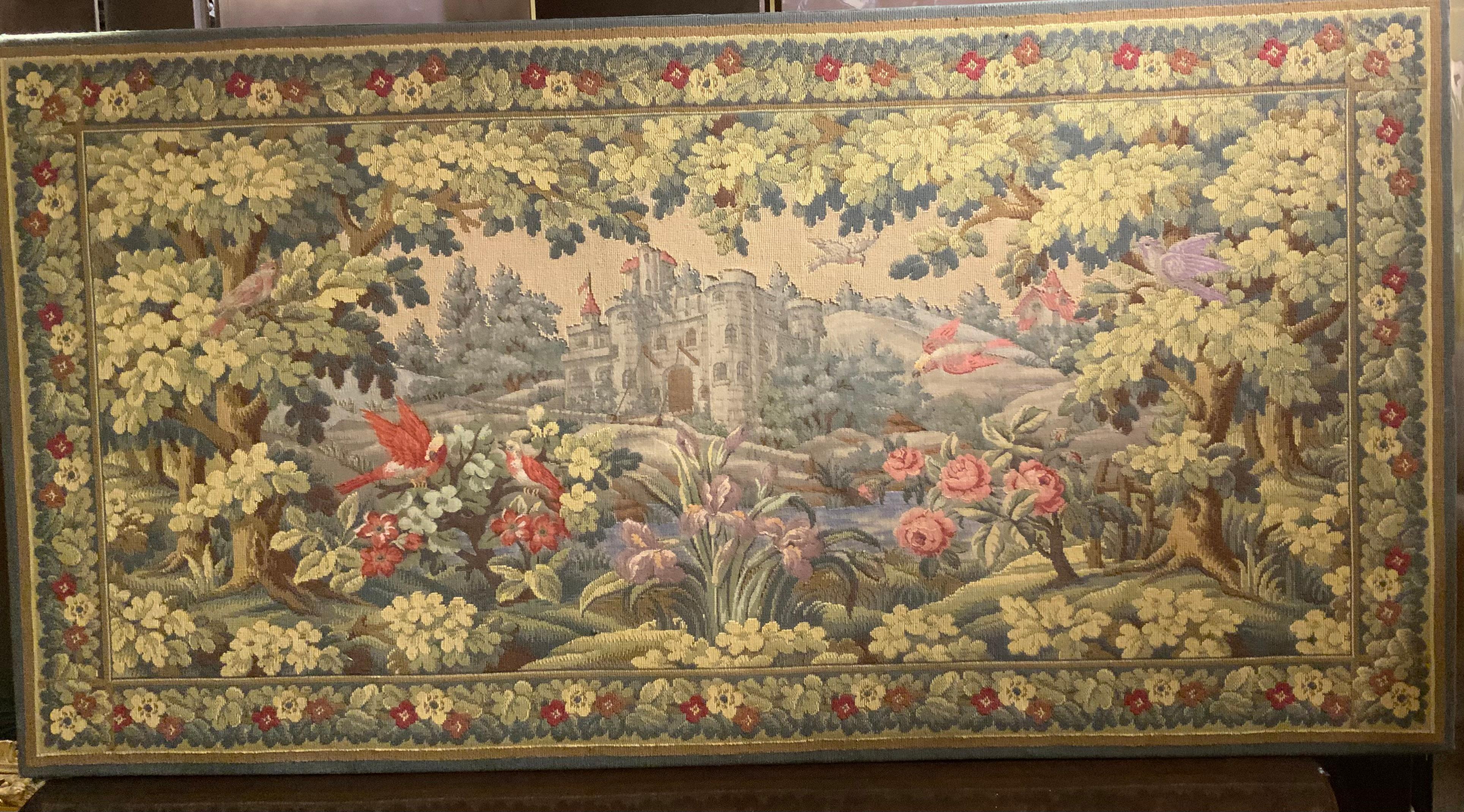 French Antique needlepoint tapestry of castles  For Sale 2