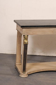 French Antique Neoclassical Console w/Drawer & Original Marble Top