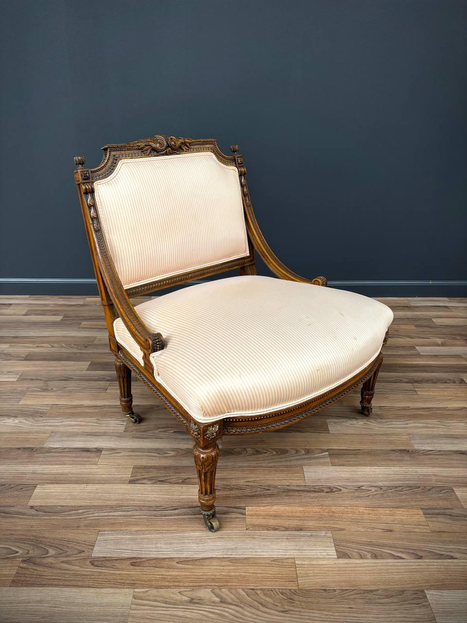 Materials: Carved Wood, Original Upholstery 