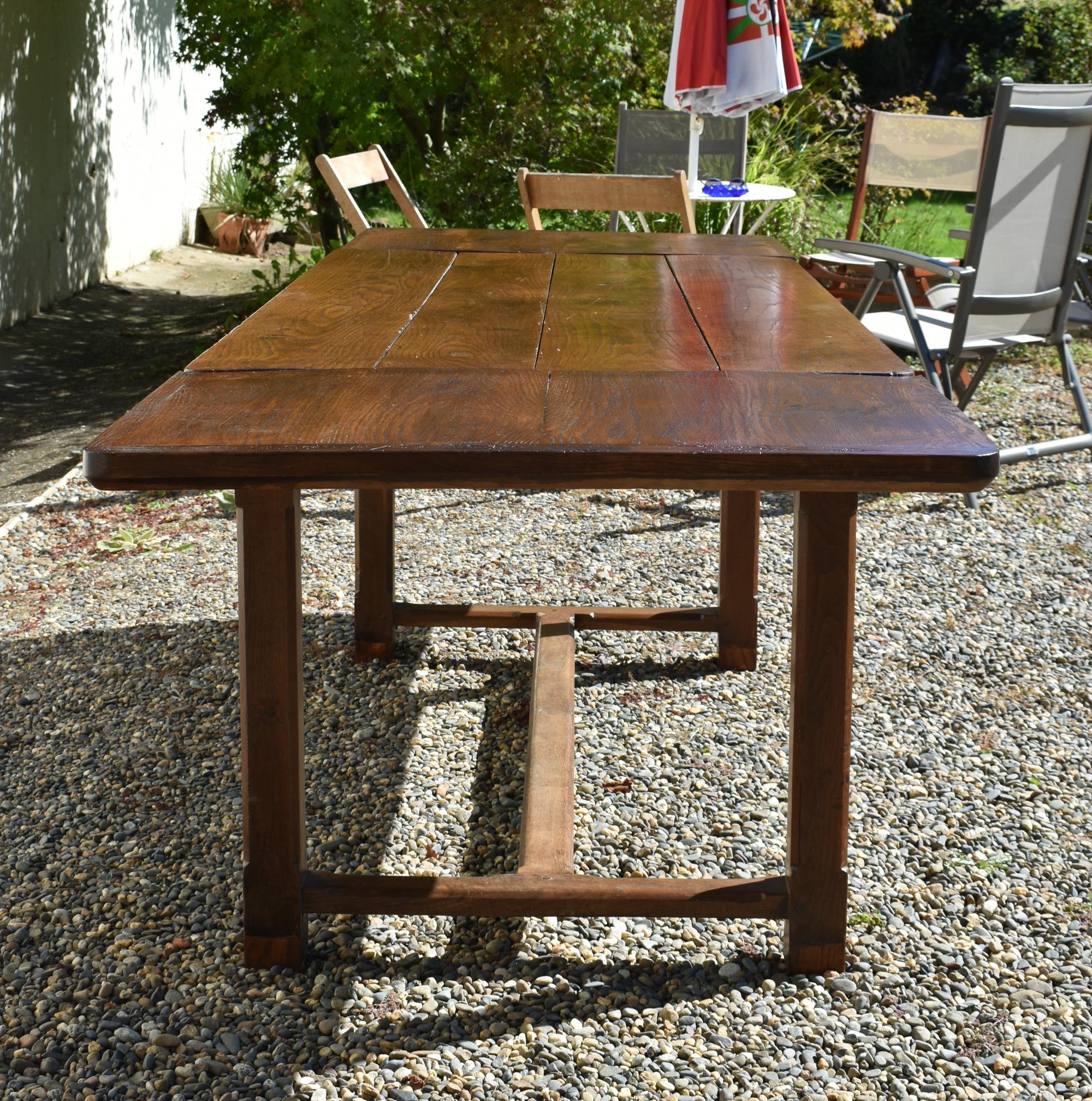 French Antique Oak Extending Farmhouse Table 5