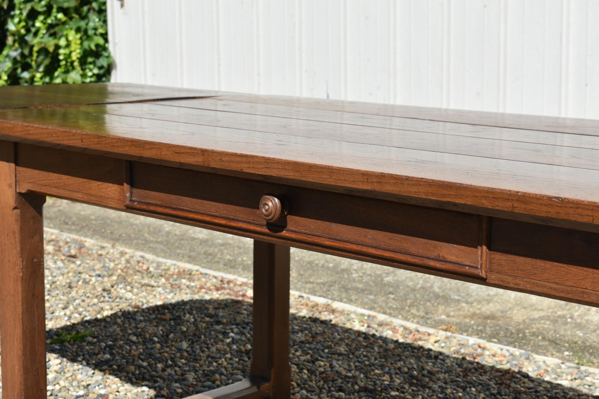 French Antique Oak Extending Farmhouse Table 8