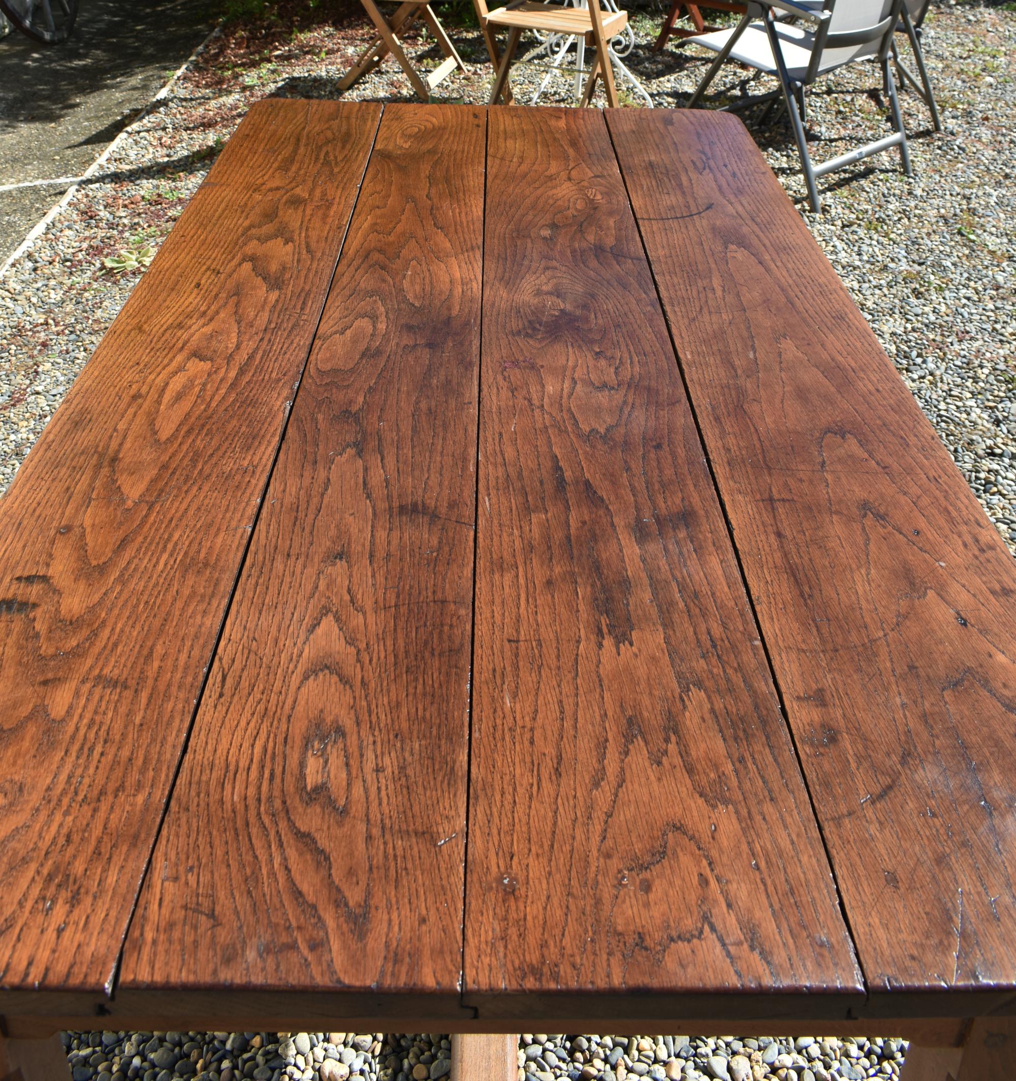 French Antique Oak Extending Farmhouse Table 13