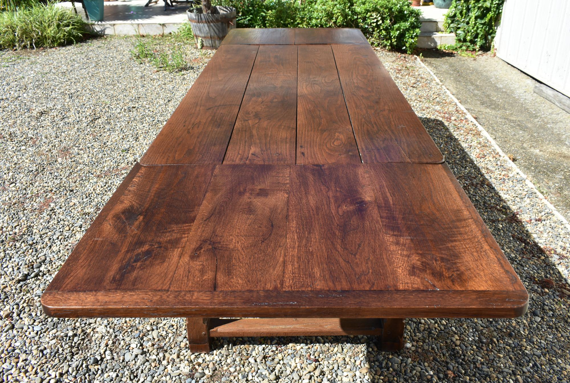 French Antique Oak Extending Farmhouse Table 15