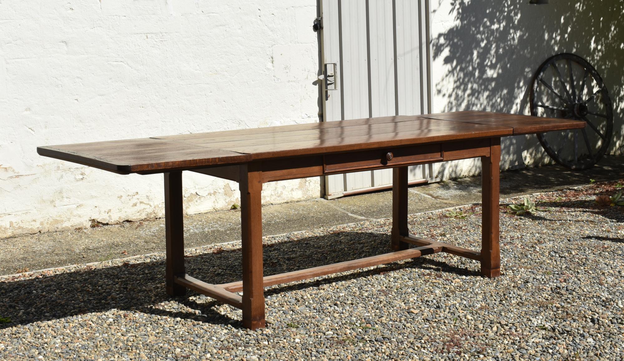 Beveled French Antique Oak Extending Farmhouse Table