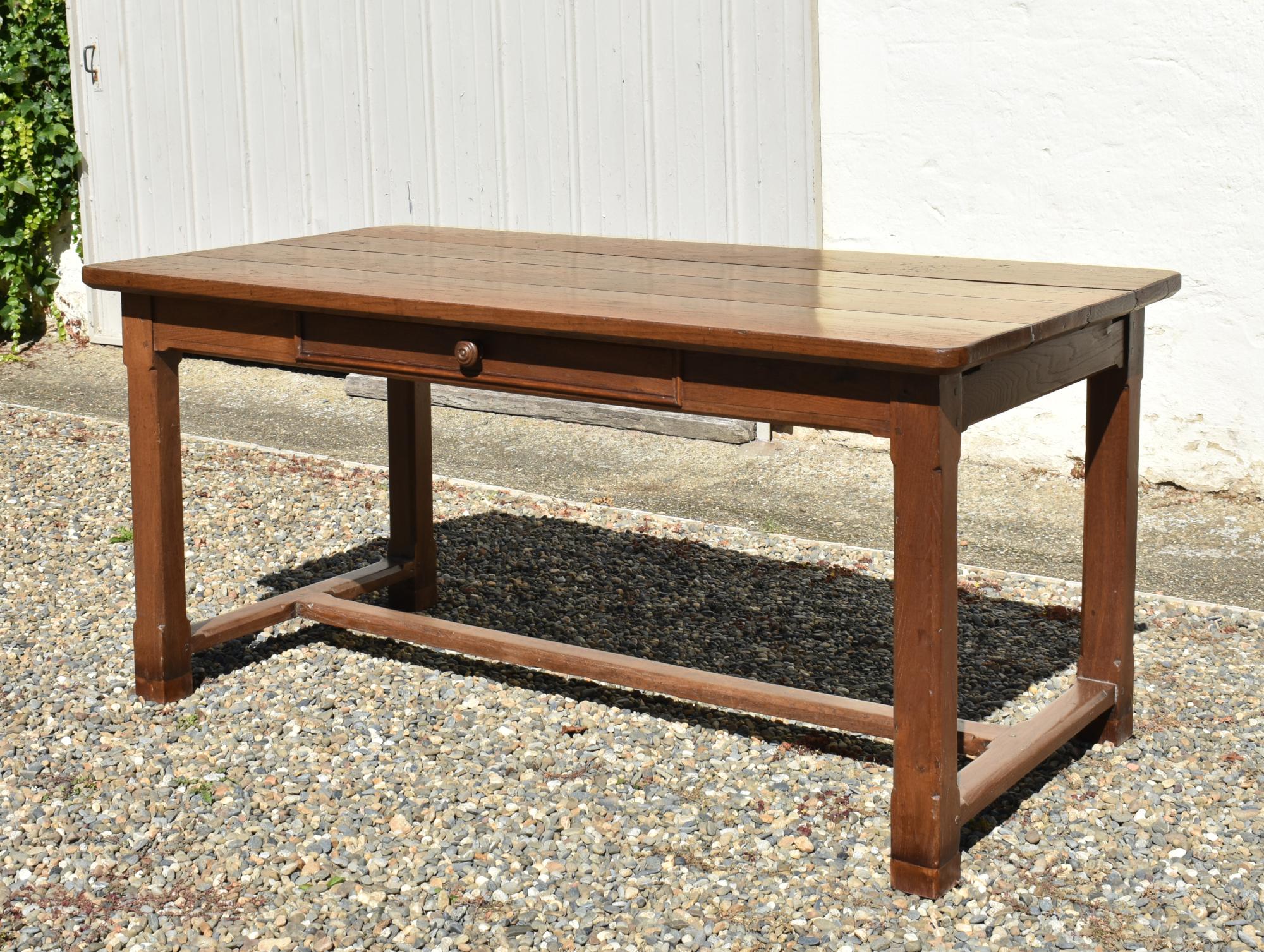 French Antique Oak Extending Farmhouse Table 1