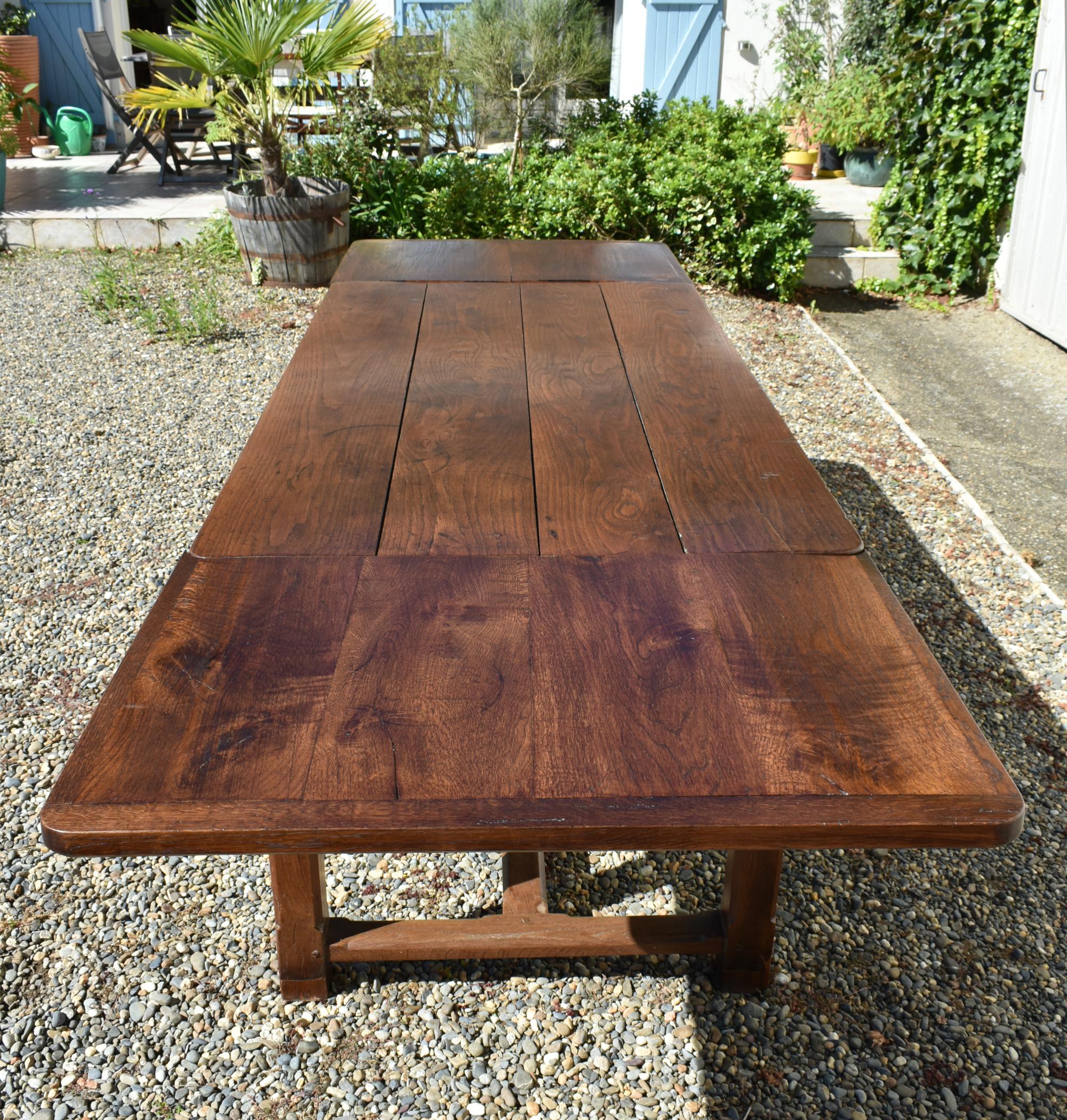 French Antique Oak Extending Farmhouse Table 2
