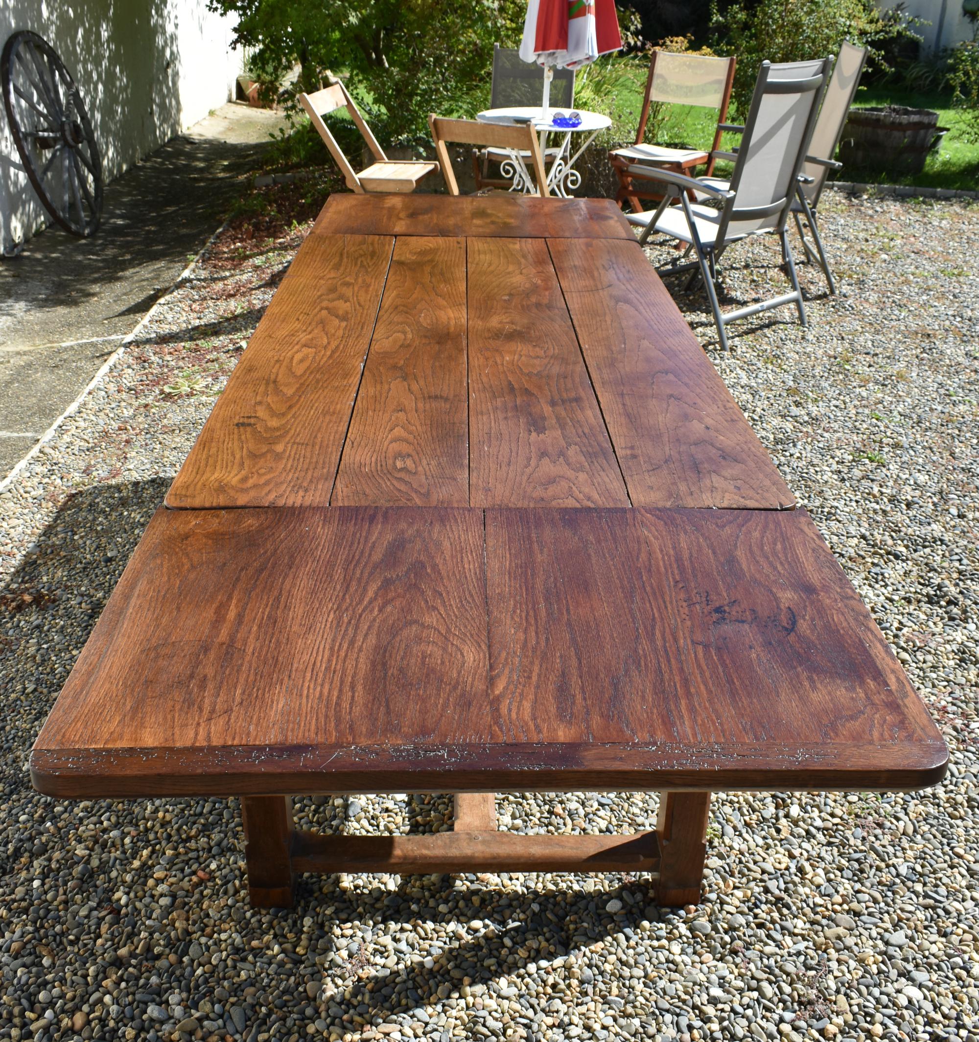 French Antique Oak Extending Farmhouse Table 3
