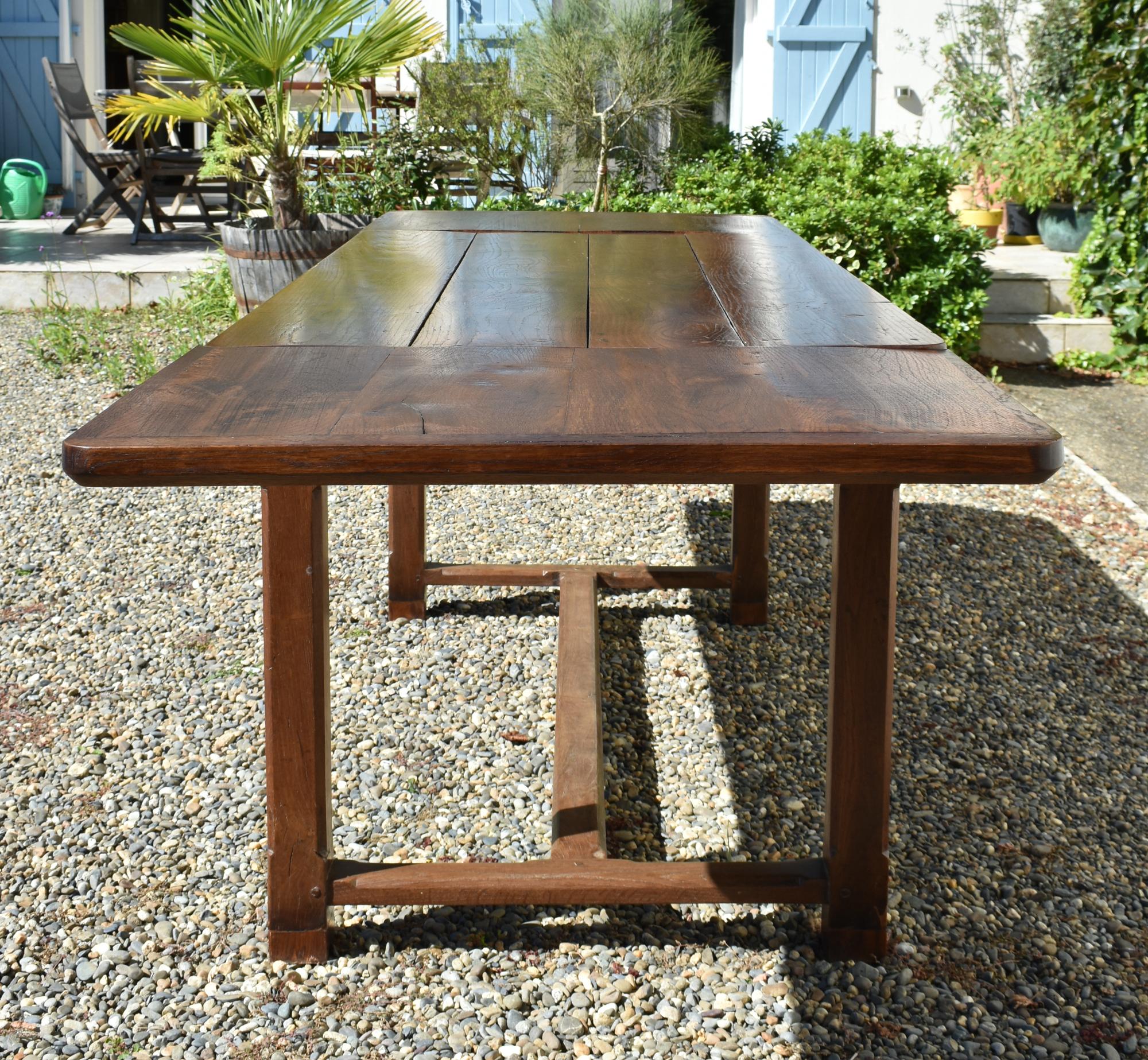 French Antique Oak Extending Farmhouse Table 4