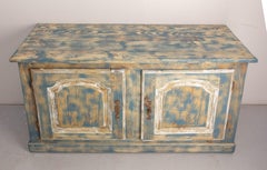 French Antique Oak & Iron Low Buffet Blue & White Patinated 18th Century