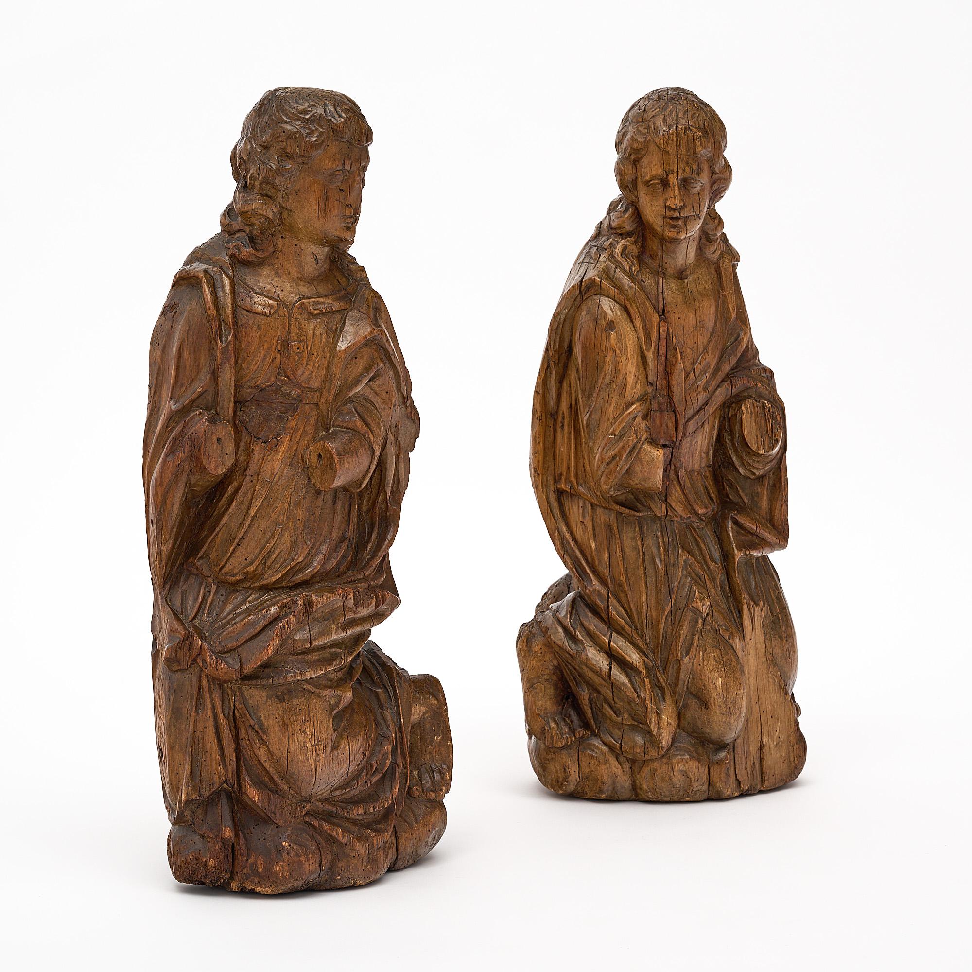 French Antique Oak Statues For Sale 1