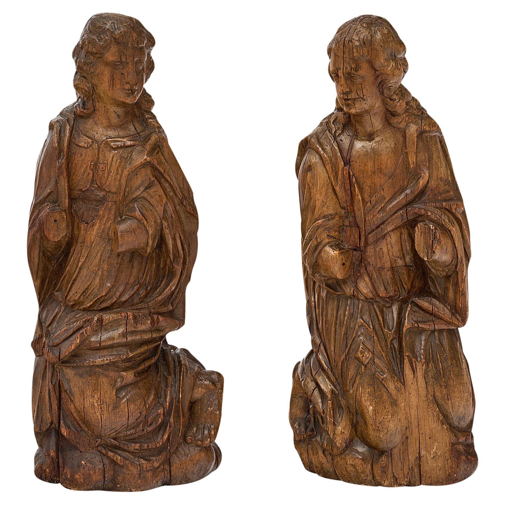 French Antique Oak Statues For Sale