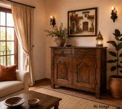Antique French in Oak e ferro battuto, Buffet in stile country del 18° secolo