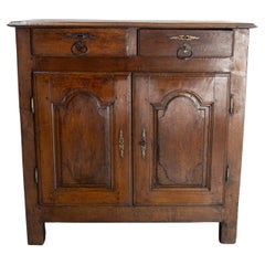 French Antique Oak & Wrought Iron Buffet Country Style 18th Century