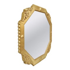 French Antique Octagonal Giltwood Mirror, circa 1940