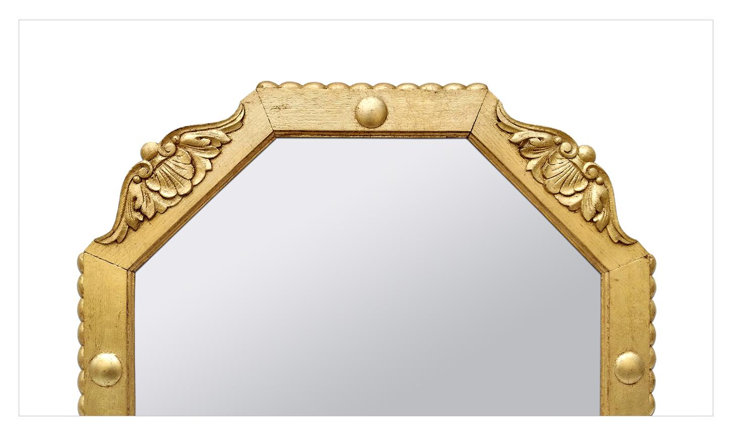 Französischer antiker achteckiger Spiegel aus Giltwood, um 1940 (Vergoldet) im Angebot
