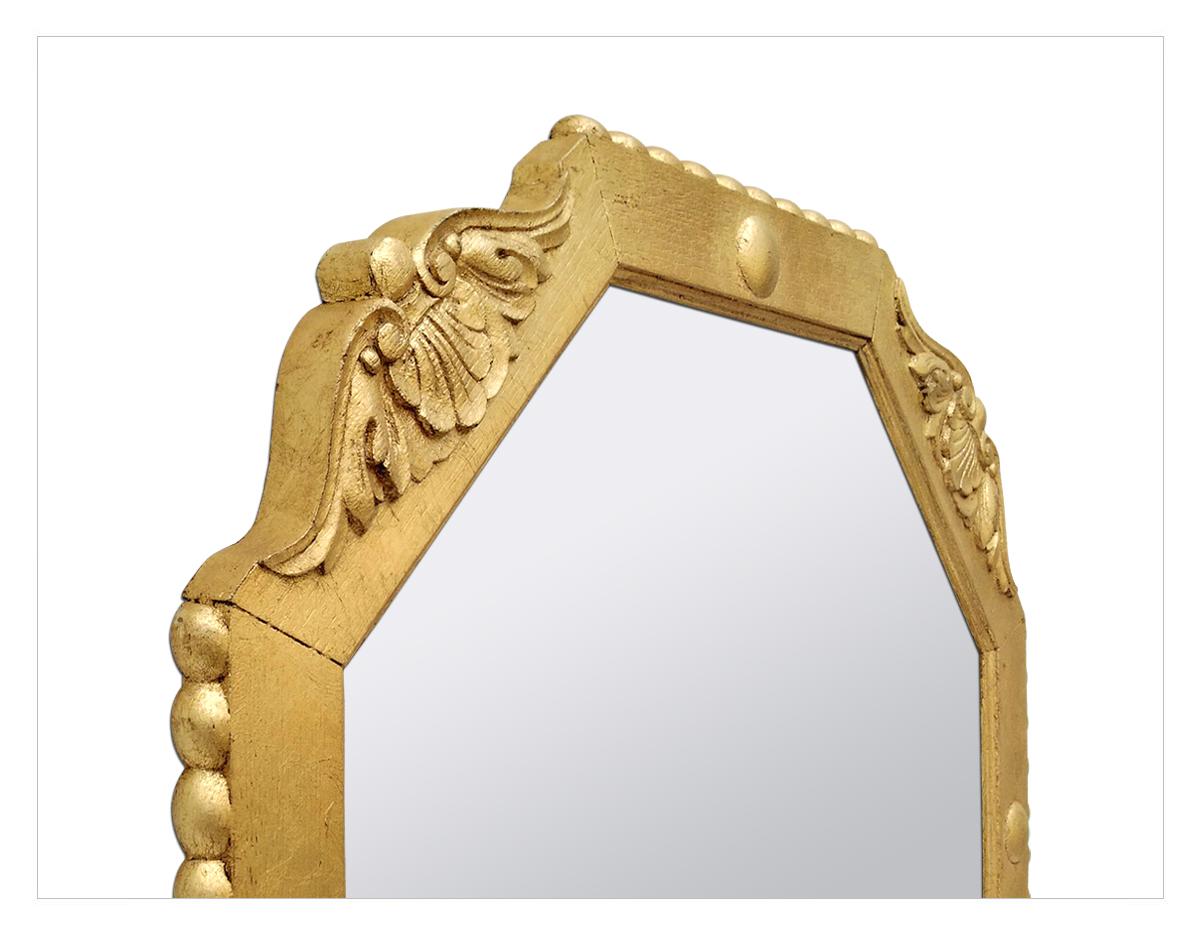 French Antique Octagonal Giltwood Mirror, circa 1940 In Good Condition For Sale In Paris, FR