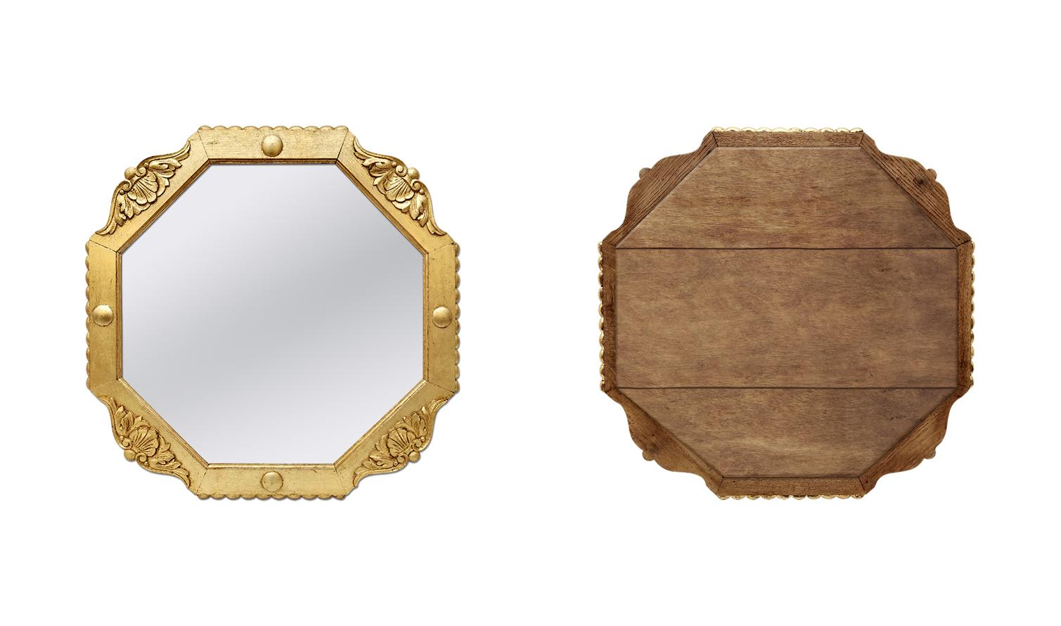 Mid-20th Century French Antique Octagonal Giltwood Mirror, circa 1940 For Sale