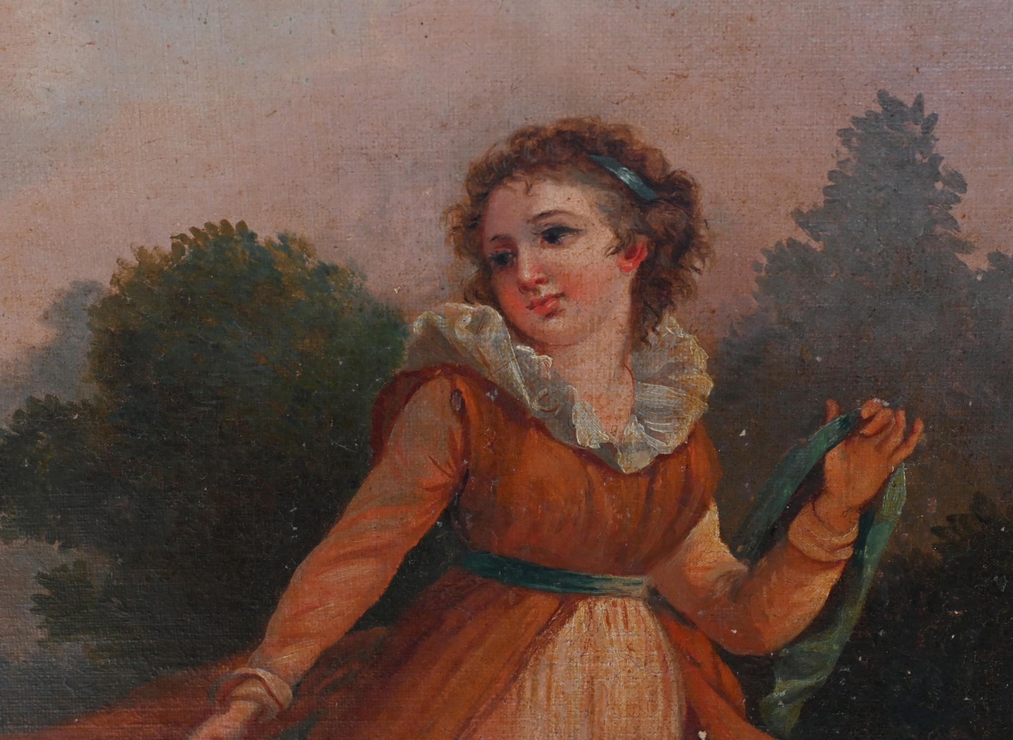 French Antique Oil Painting Lady Portrait Charles X Art 1810 For Sale 5