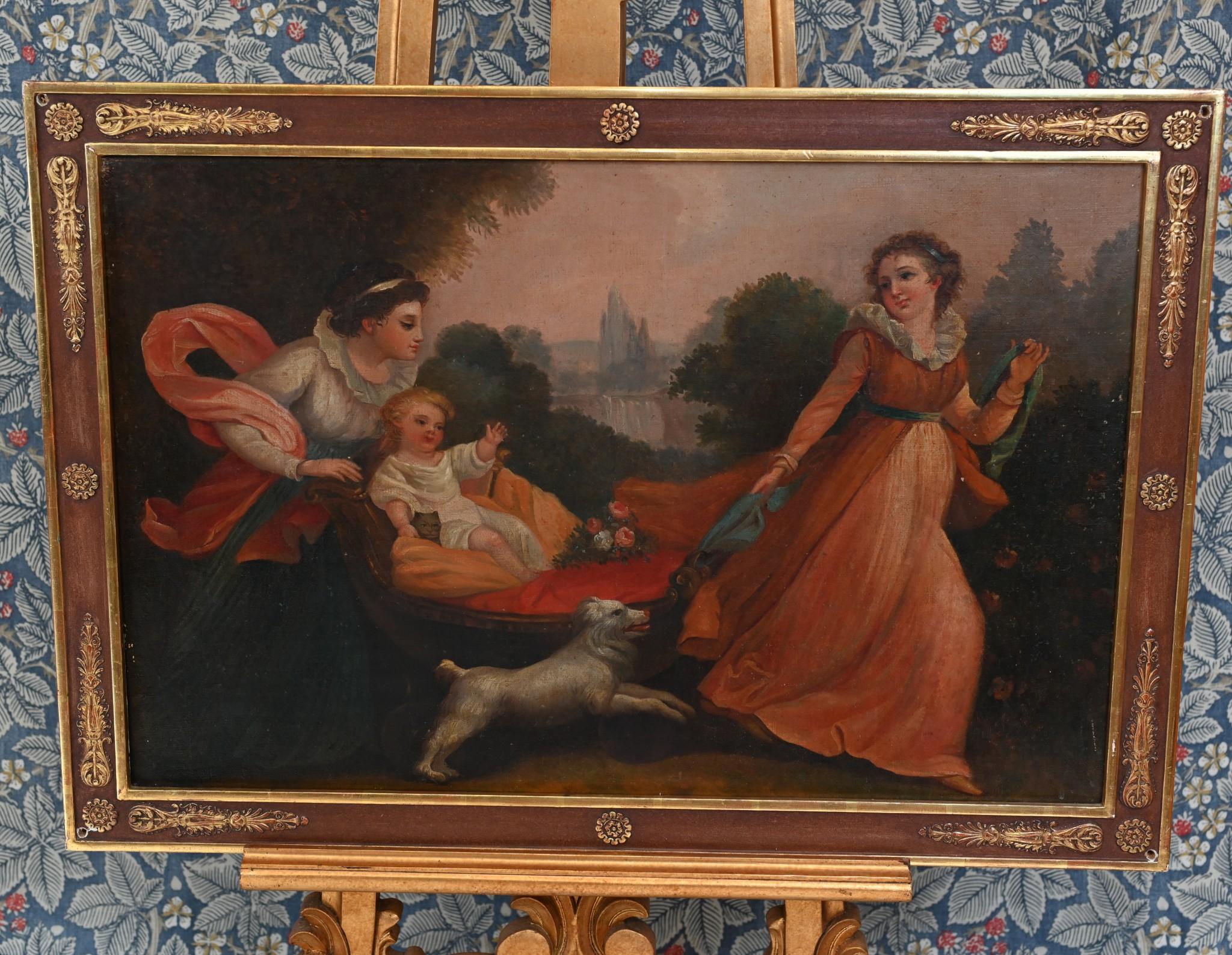 French Antique Oil Painting Lady Portrait Charles X Art 1810 For Sale 4