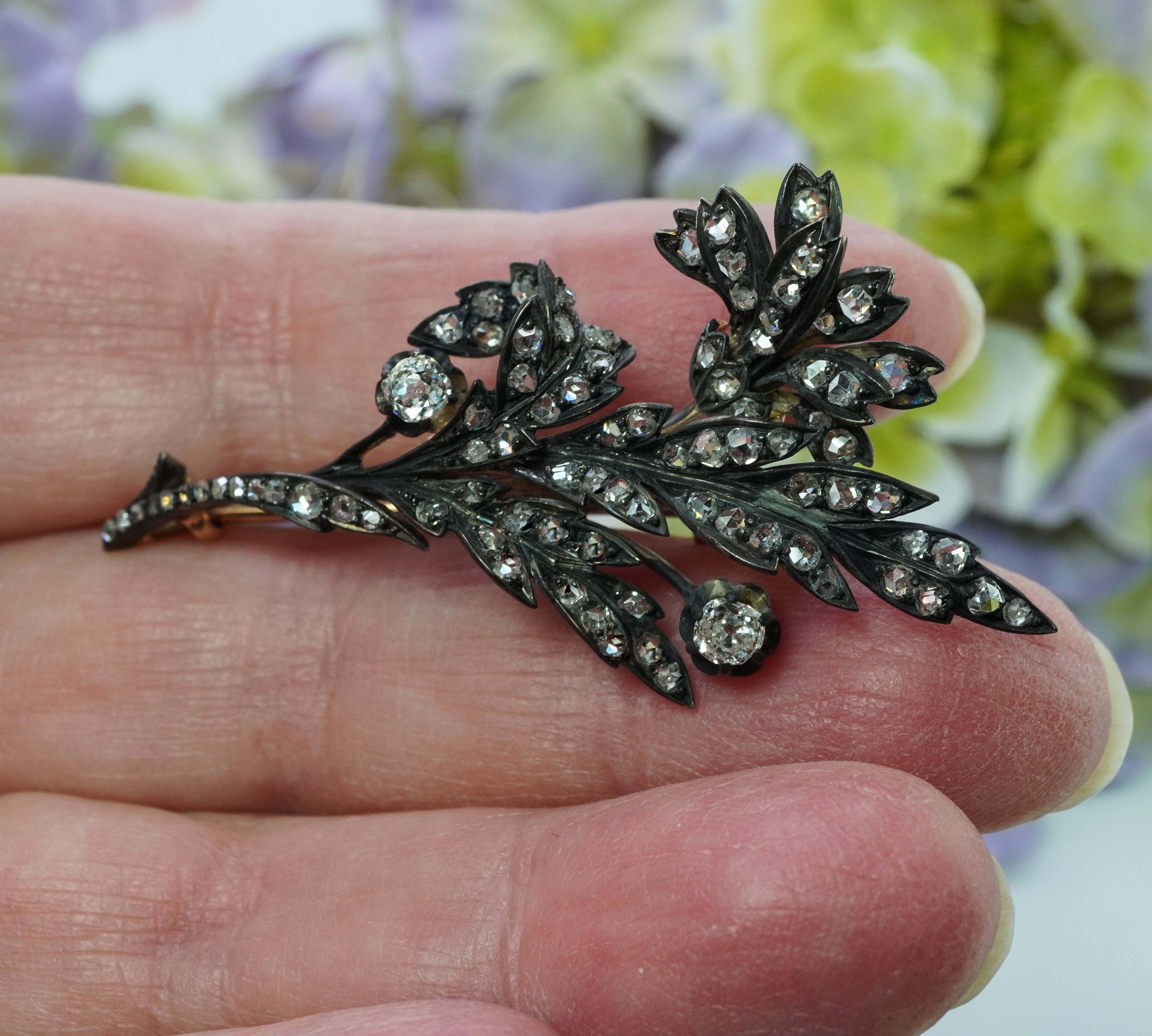  French Antique Old Mine Rose cut Diamond Lotus Brooch 18K Gold Estate

This beautiful floral spray brooch will make the most luxurious of gifts. Crafted in 18K rose gold, it is marked with French Eagle (18K gold mark). The brooch is circa