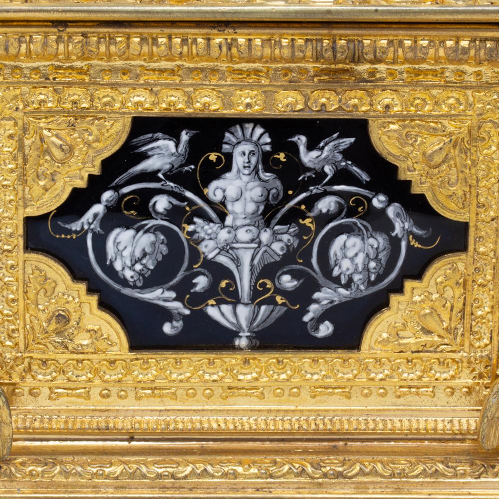 French Antique Ormolu and Limoges Enamel Jewellery Box For Sale 5