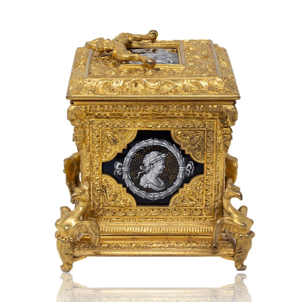 French Antique Ormolu and Limoges Enamel Jewellery Box For Sale 6