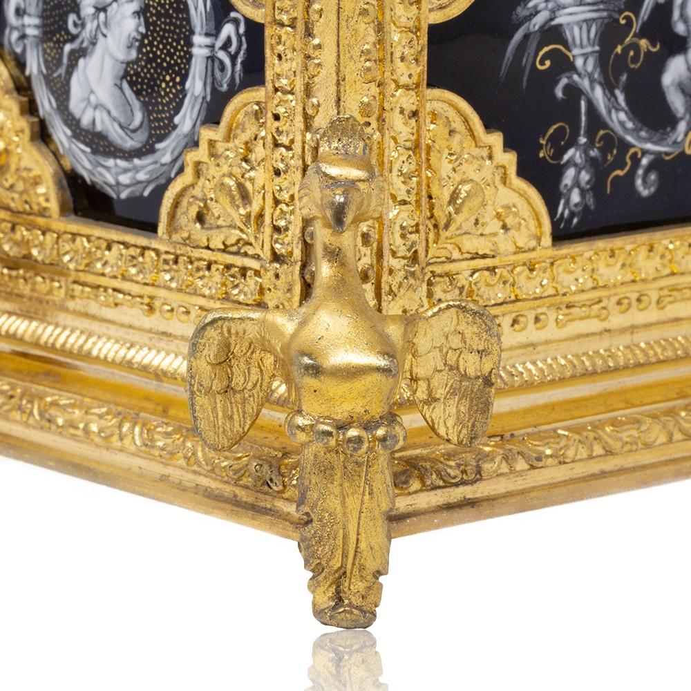 French Antique Ormolu and Limoges Enamel Jewellery Box For Sale 9