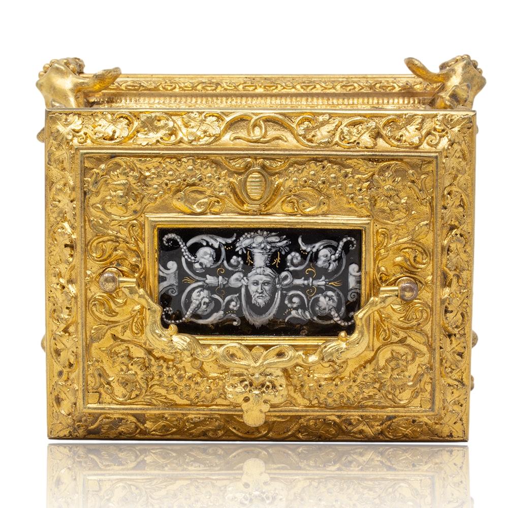 French Antique Ormolu and Limoges Enamel Jewellery Box For Sale 10