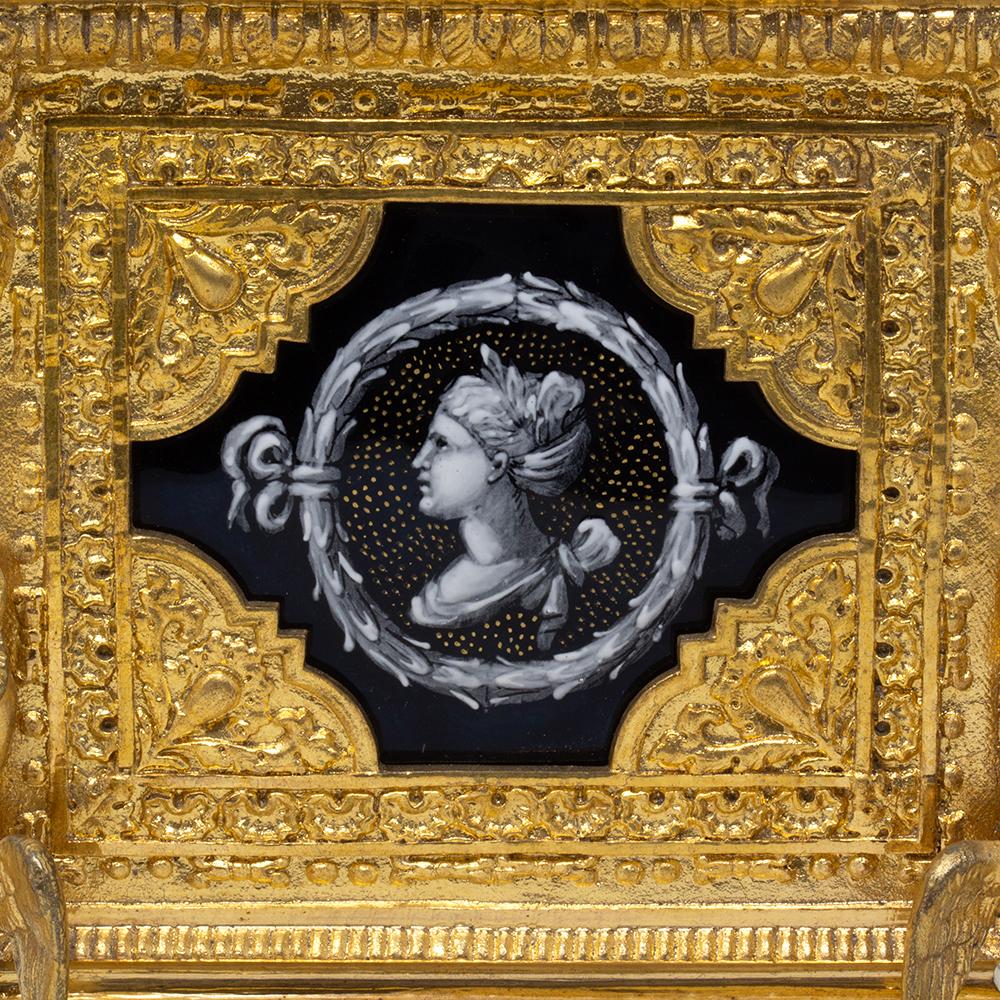 French Antique Ormolu and Limoges Enamel Jewellery Box For Sale 3