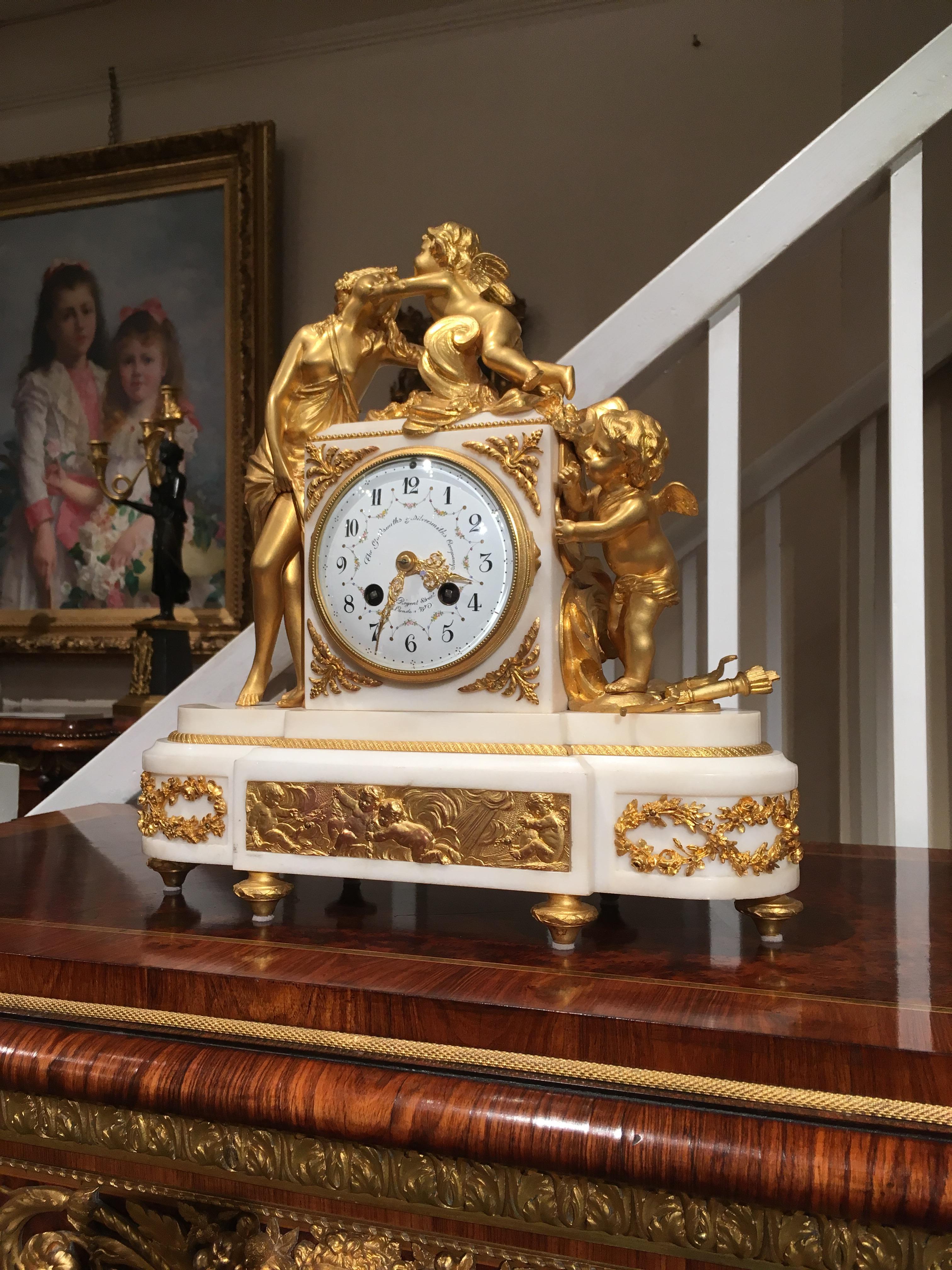 19th Century French Antique Ormolu Mantle Clock For Sale