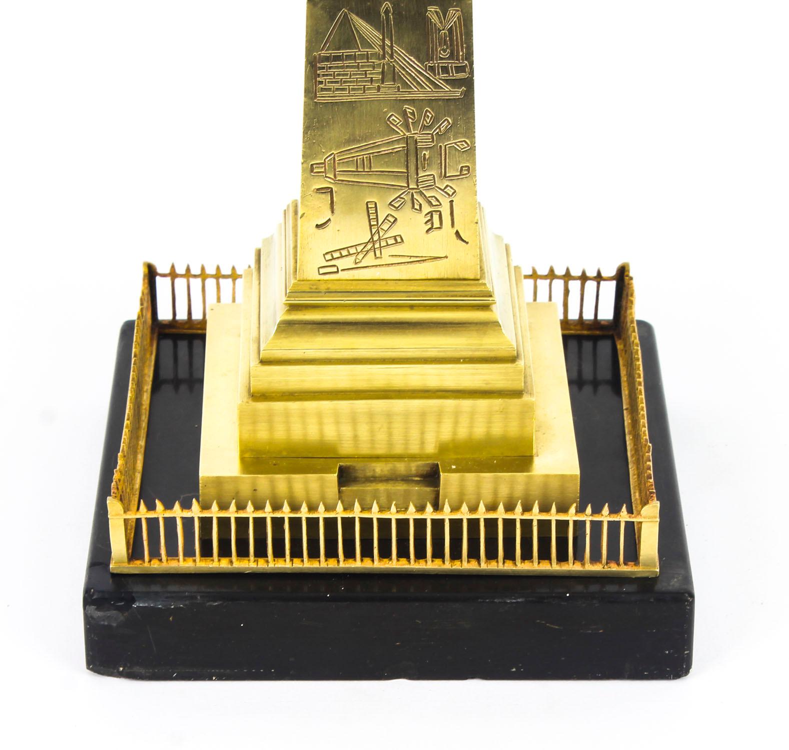 Brass French Antique Ormolu Model of the Luxor Obelisk, 19th Century