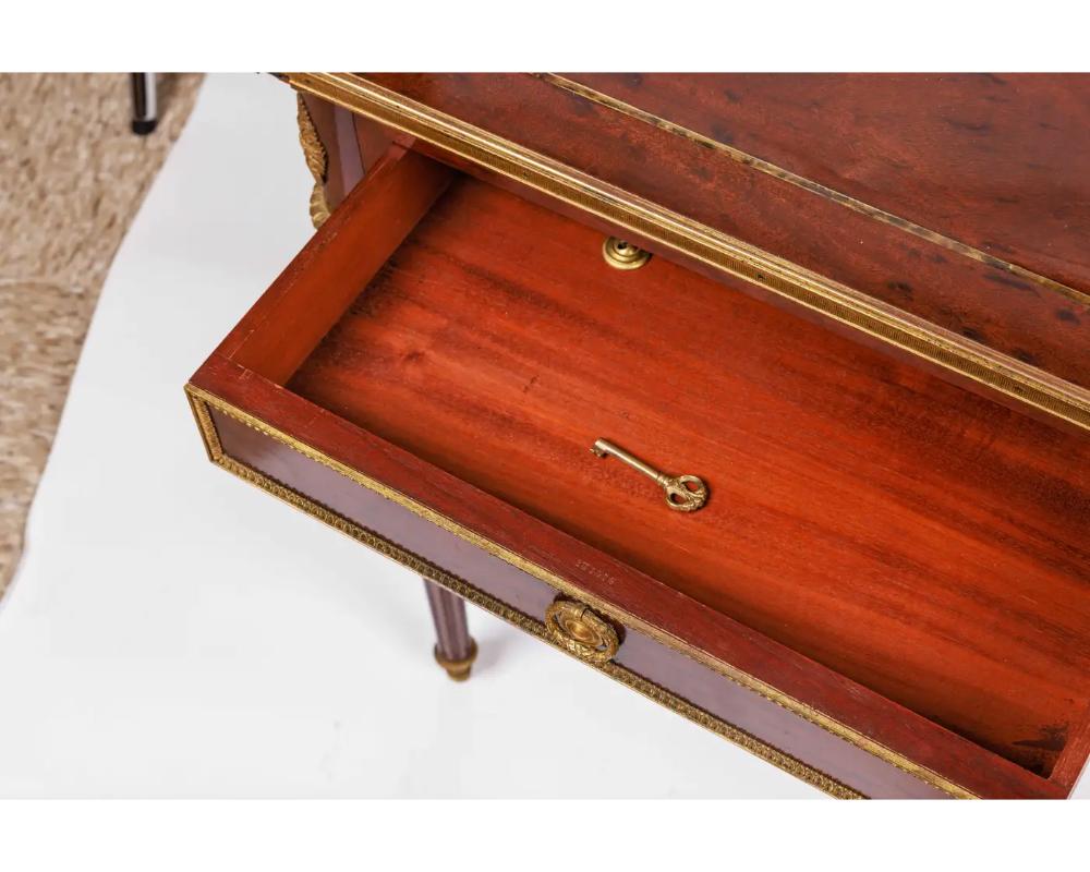 19th Century French Antique Ormolu-Mounted Mahogany Envelope Games Card Table, C. 1870 For Sale