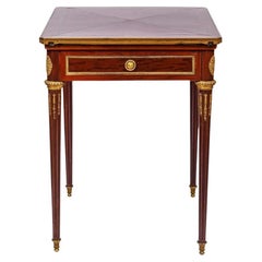 French Antique Ormolu-Mounted Mahogany Envelope Games Card Table, C. 1870