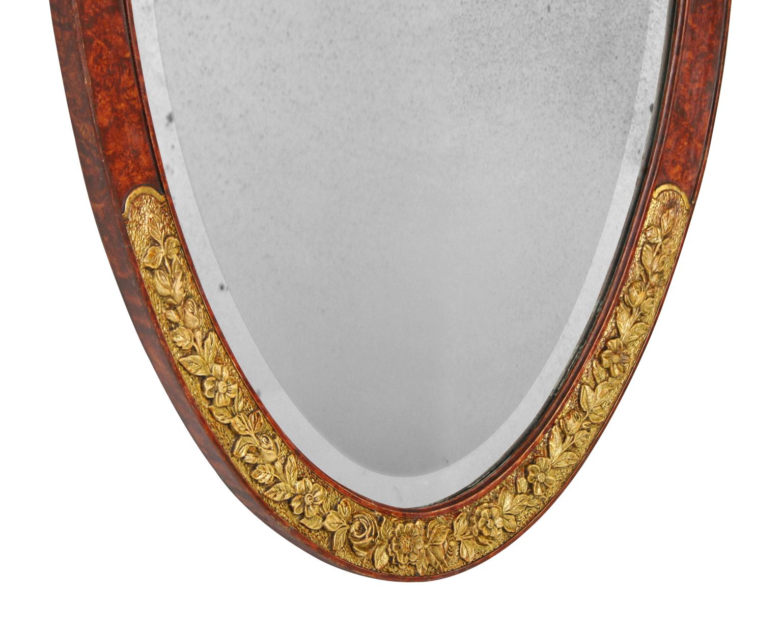 Beveled French Antique Oval Mirror, Art Deco, circa 1925 For Sale