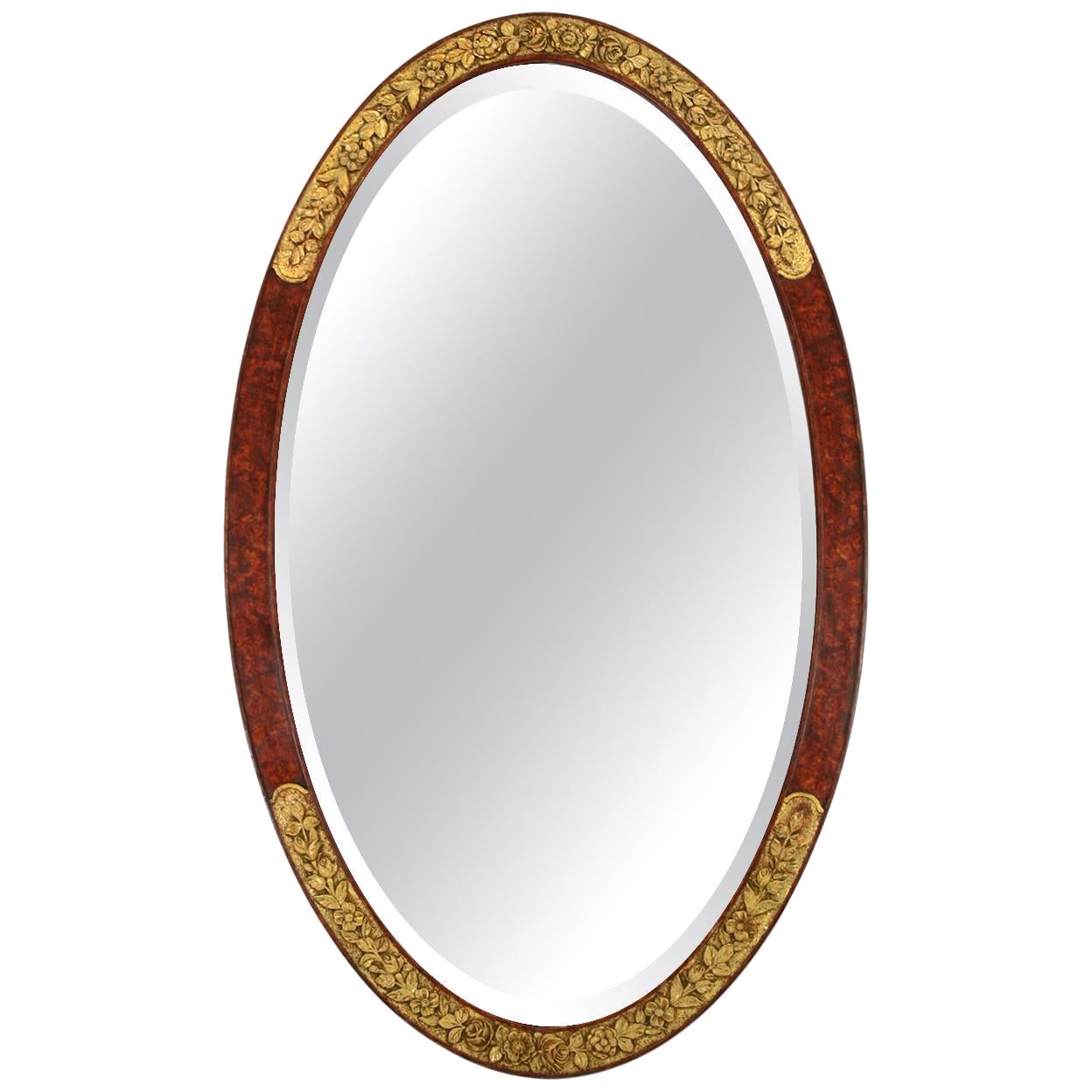 Miroir ovale ancien français, Art déco, vers 1925