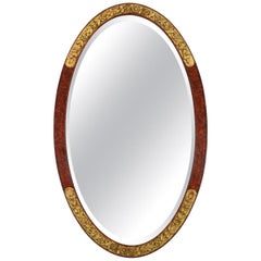 Miroir ovale ancien français, Art déco, vers 1925